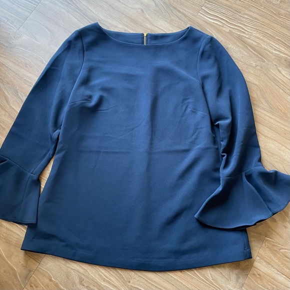 Sail to Sable Tops - Sail to Sable Navy Bell Sleeve Blouse